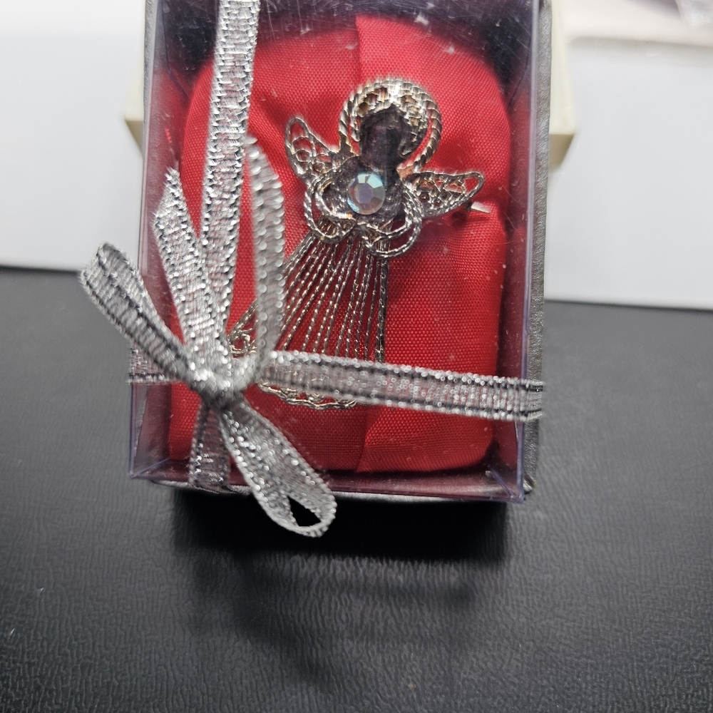 Elegant Silver Prosperity Angel Brooch